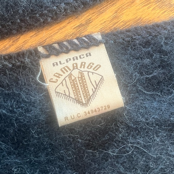 Alpaca Camargo Alpaca Wool Fringed Scarf Dark Gray Great Gift - Picture 2 of 7